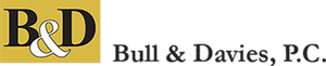 Bull & Davies, P.C. logo with gold B&D monogram and black text on a light background