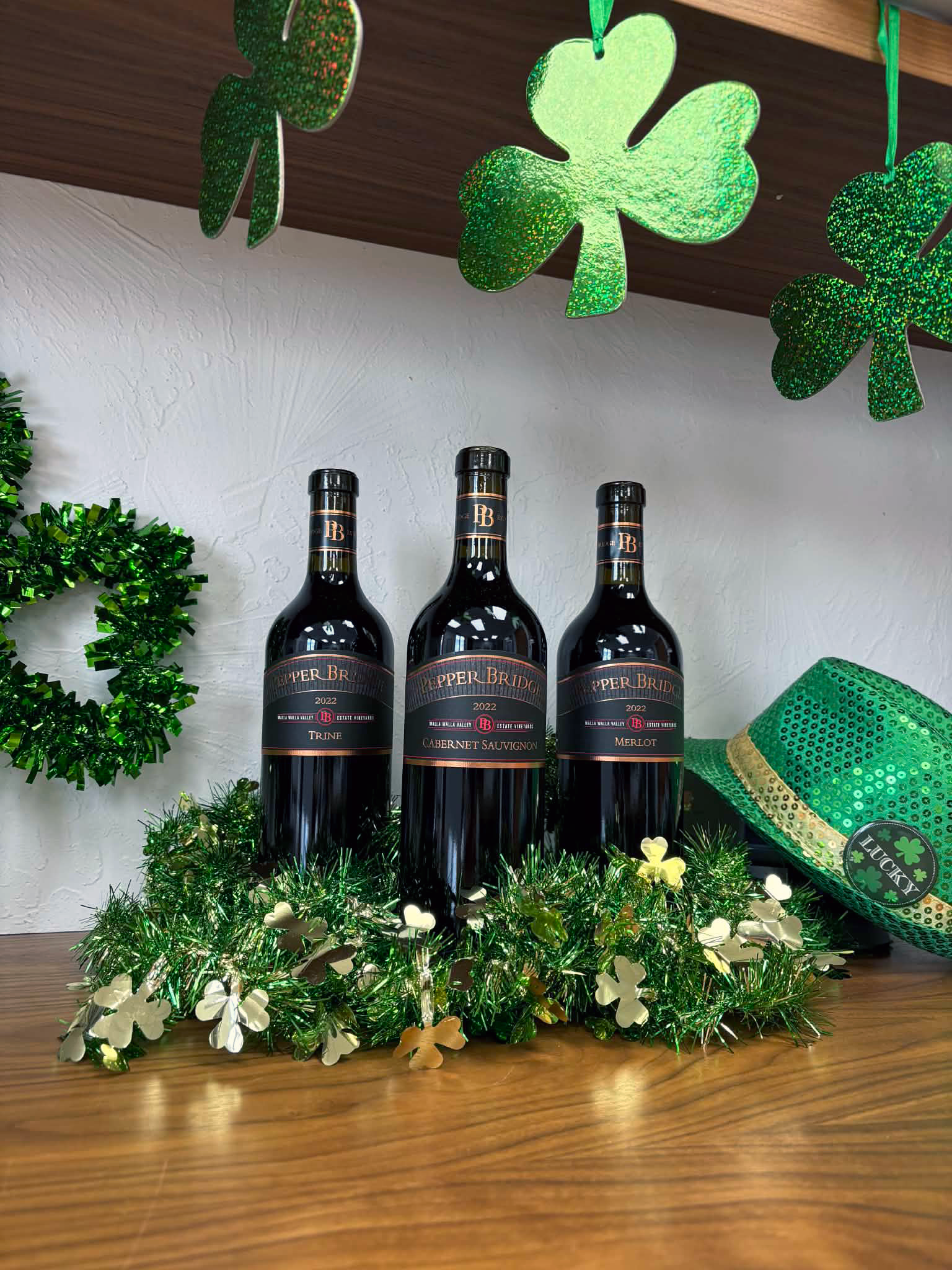 1 bottle of 2022 Cabernet Sauvignon, 1 bottle of 2022 Trine, and 1 bottle of 2022 Merlot