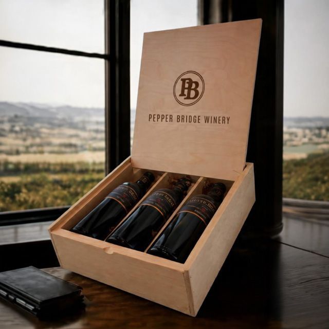 The Corner Office 3 bottles of wine in Wooden box