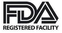 FDA Registered Facility logo, black text and emblem.