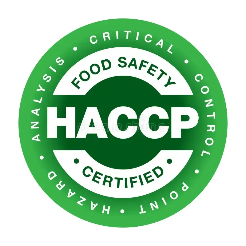 Green and white HACCP food safety certification logo.