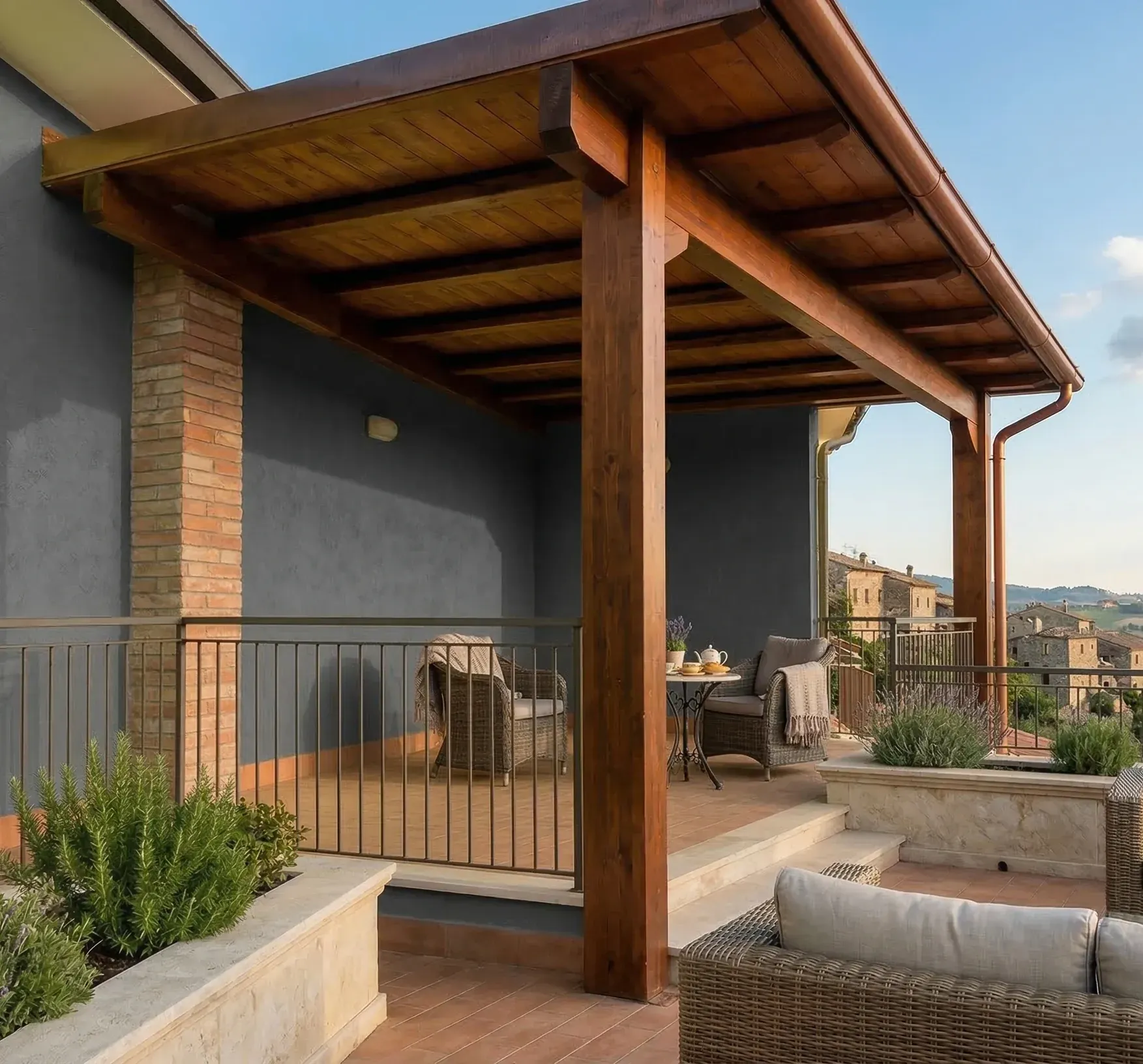 Pergola addossata legno