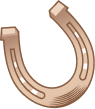 Tan U-shaped horseshoe magnet with dark striped bands and beveled edges