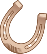 Tan U-shaped horseshoe magnet with dark striped bands and beveled edges