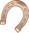 Tan U-shaped horseshoe magnet with dark striped bands and beveled edges
