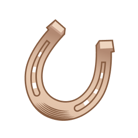 Beige horseshoe magnet icon with black outline and white highlights