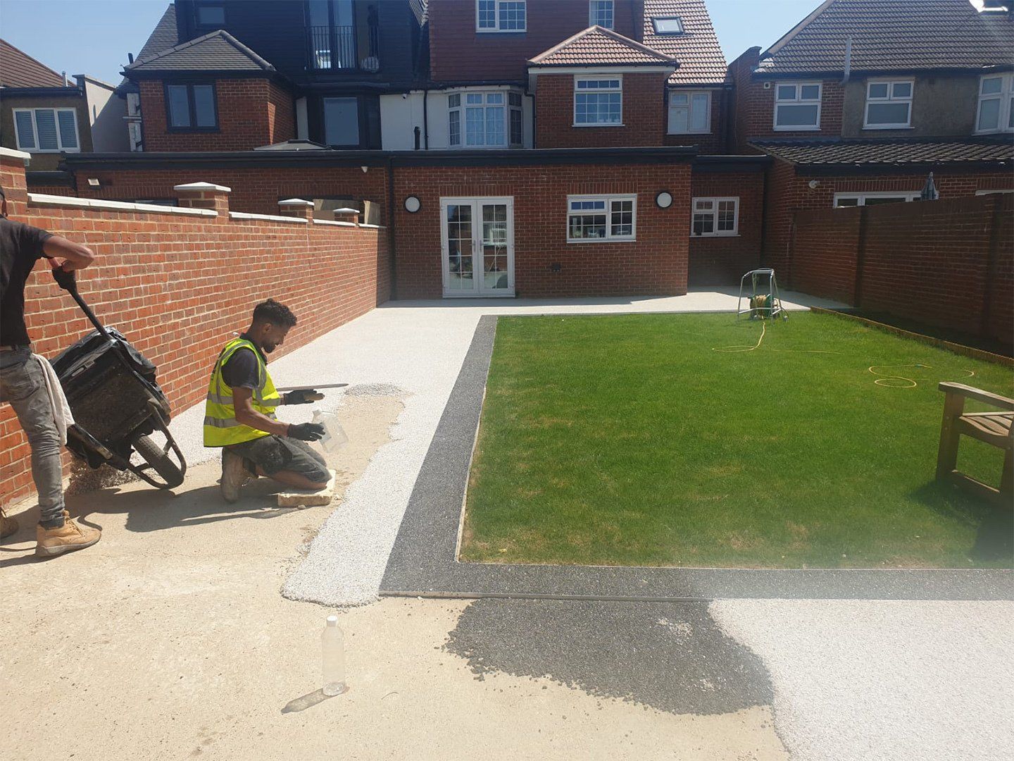 Resin installation in a back garden