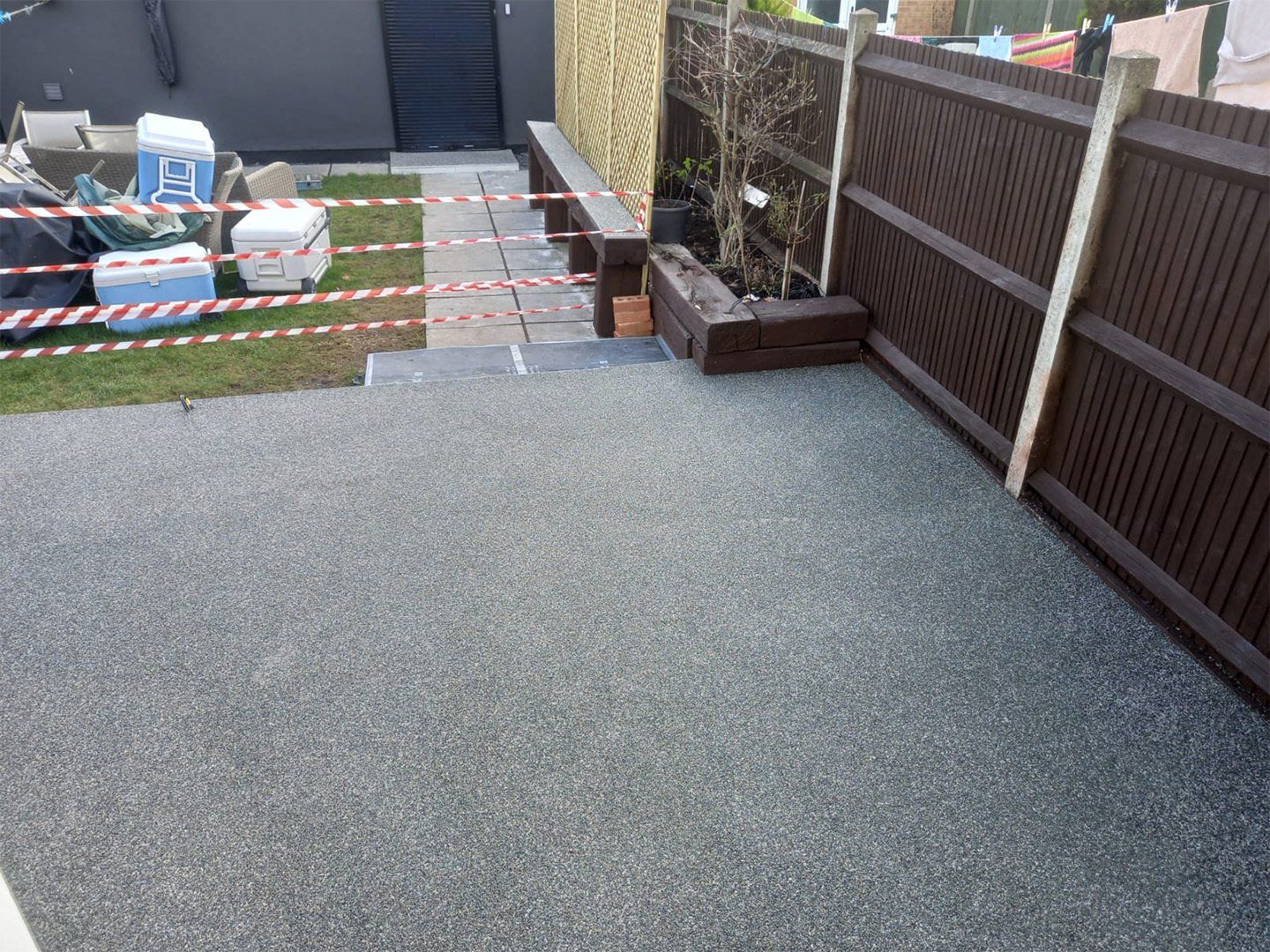 Resin installation in a rear patio