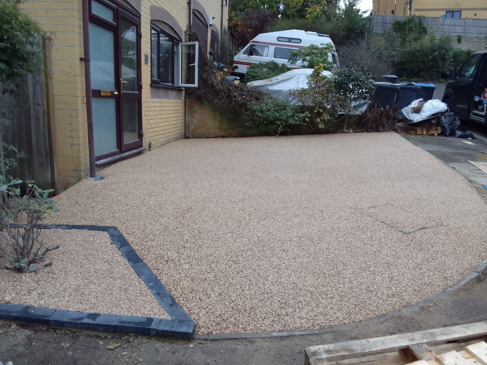 Resin installation in a back garden