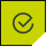 A pixelated icon of a check mark on a yellow background