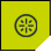 A pixel art of a circle with a cross inside of it