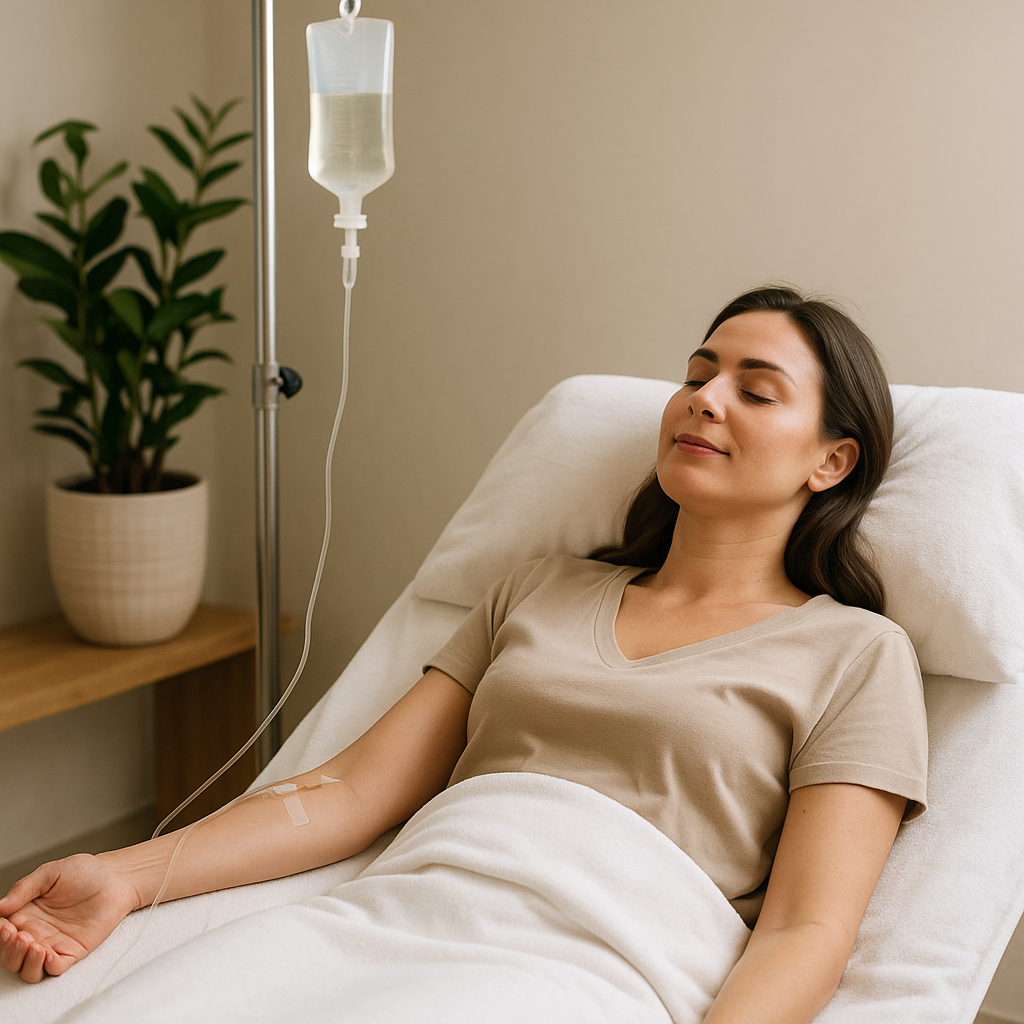 A Woman receiving IV Therapy