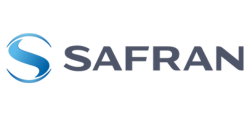 Le logo Safran se compose d'un « S » bleu stylisé à gauche et du mot « SAFRAN » en gris foncé à droite.