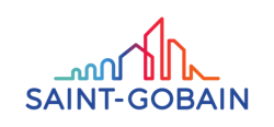Le logo de Saint-Gobain, représentant un contour linéaire coloré de bâtiments au-dessus du texte « SAINT-GOBAIN » en bleu.