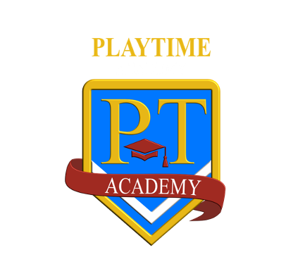 A playtime academy logo with a graduation cap on it