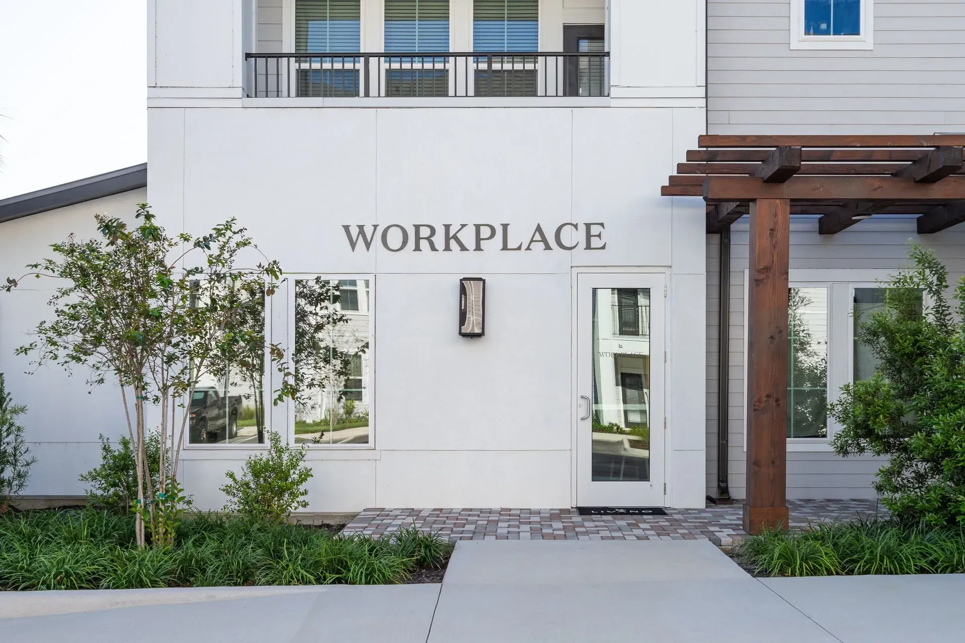 Entrance to the community workplace area with