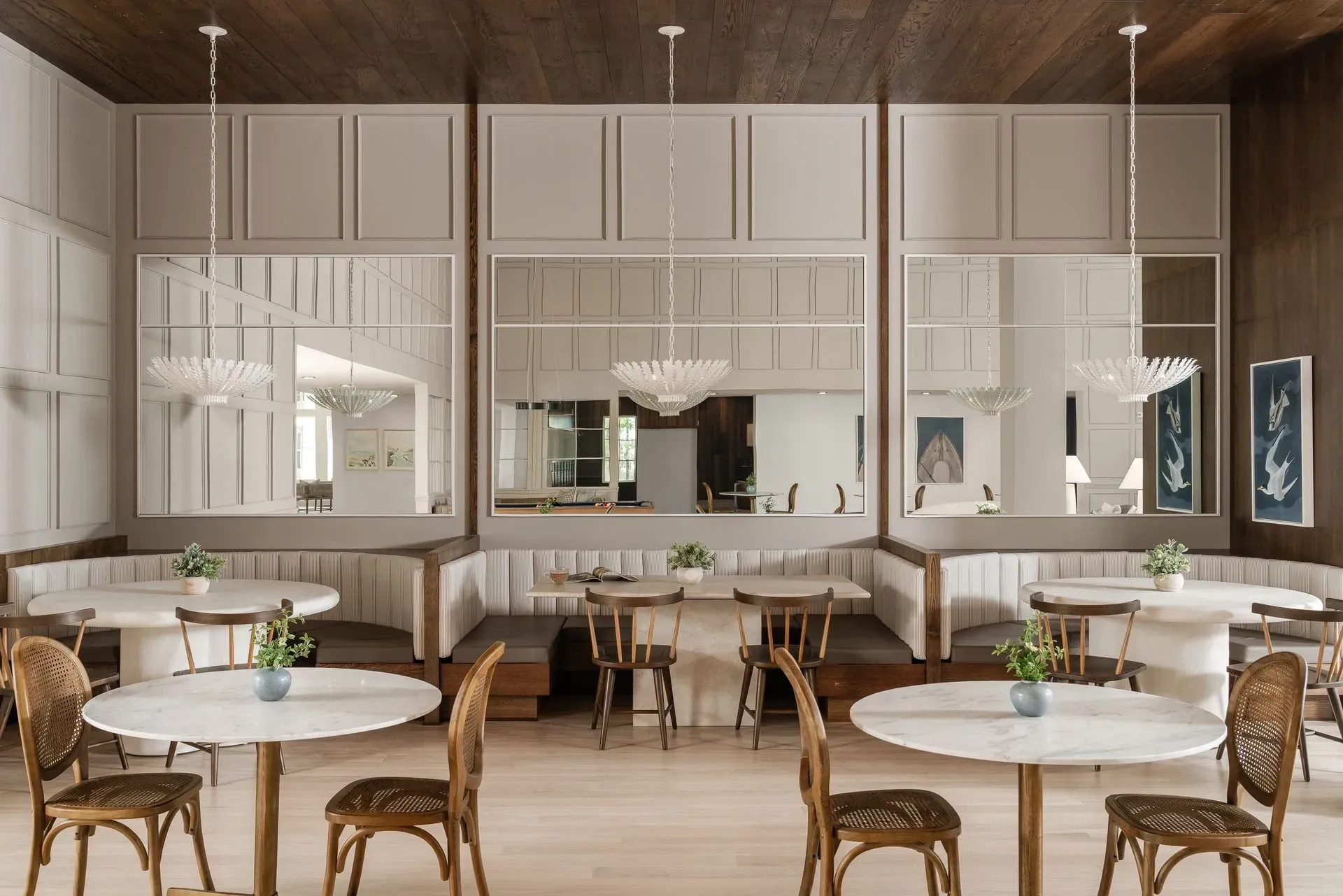 Dining area with booths and tables