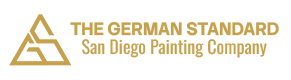 Logo for The German Standard San Diego Painting Company in gold on a white background