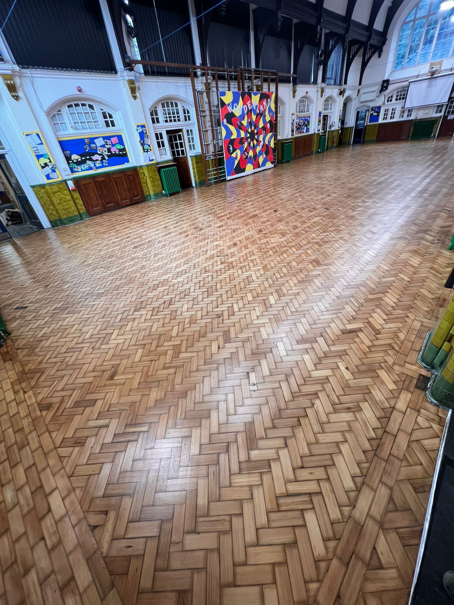 Refitting and Restoring parquet floor in a school in Stockport 7