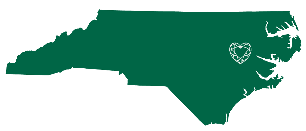 NC with heart over greenville
