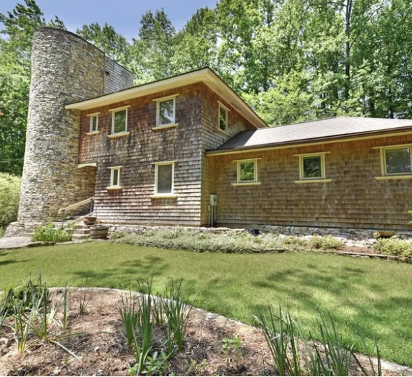 Home with wood plank siding