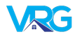 Blue and white VRG logo with a house roof and window integrated into the letters