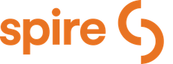 Orange “spire” logo with a stylized swirl icon
