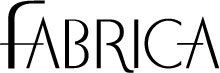 A black and white logo for fabrica on a white background.