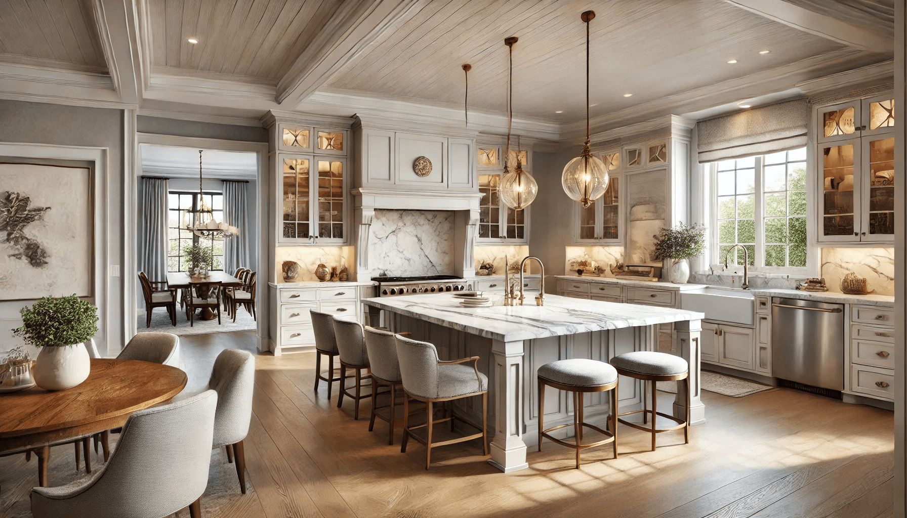 remodelled kitchen with an island in a home in Fairfax, va
