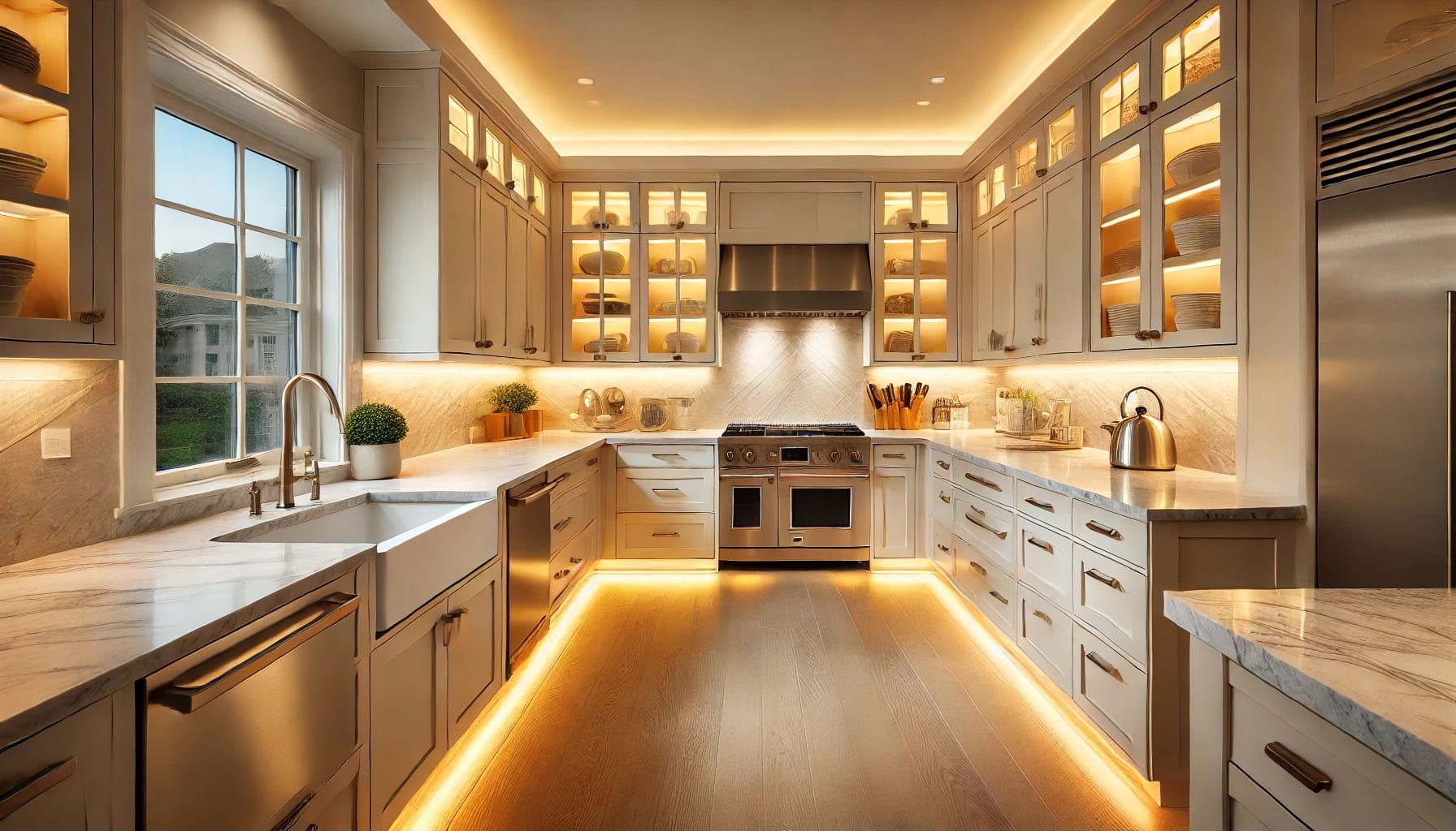 A kitchen with white cabinets and stainless steel appliances in northern virginia
