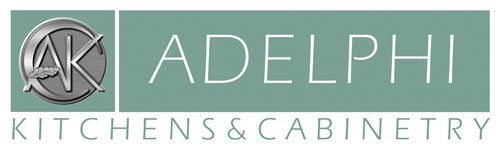 Adelphi kitchens and cabinetry logo on a green background