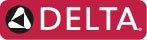 The delta logo is on a red background.
