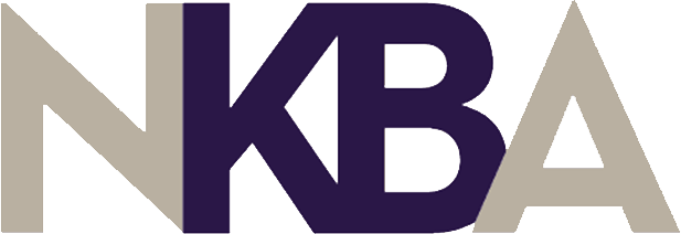 A purple and white logo for nkba on a white background