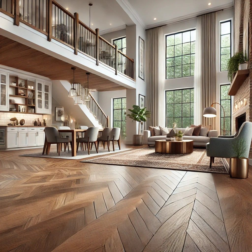 remodeled living room with wood flooring