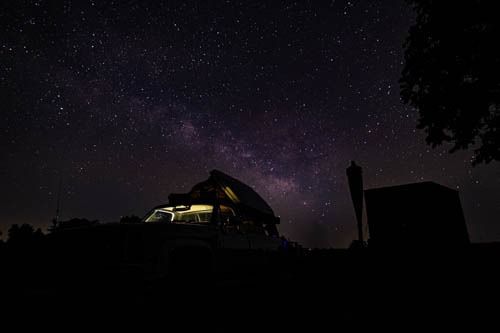 Dark sky over a serene overlanding campsite - Mount Olivet, KY