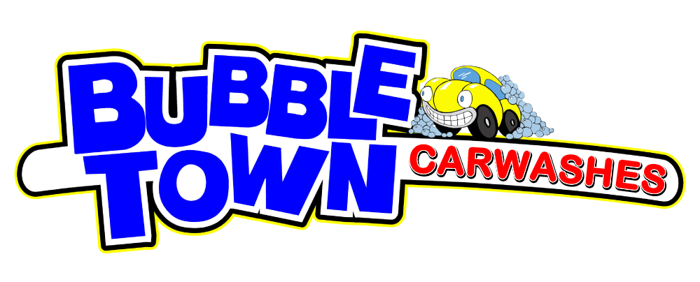 a logo for bubbletown carwashes in oklahoma