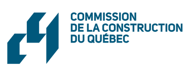 Logo bleu de la Commission de la construction du Québec sur fond blanc