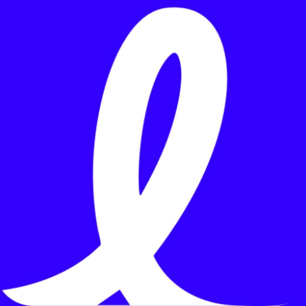 White ribbon on blue background.