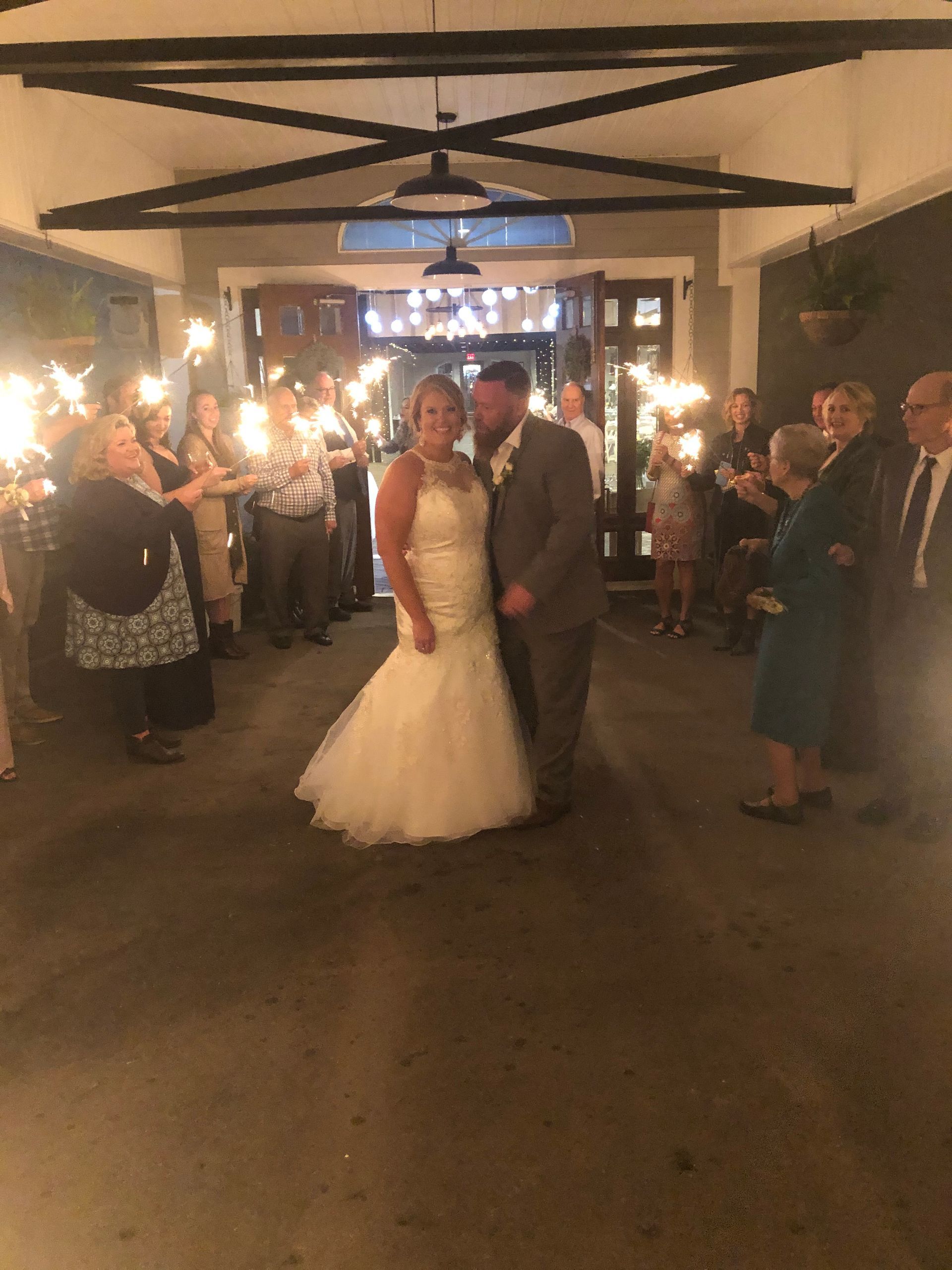 bride and groom sparkler exit