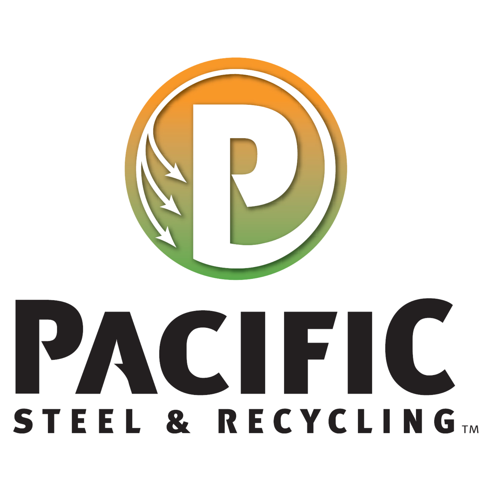 The logo for pacific steel and recycling is a circle with arrows in it.