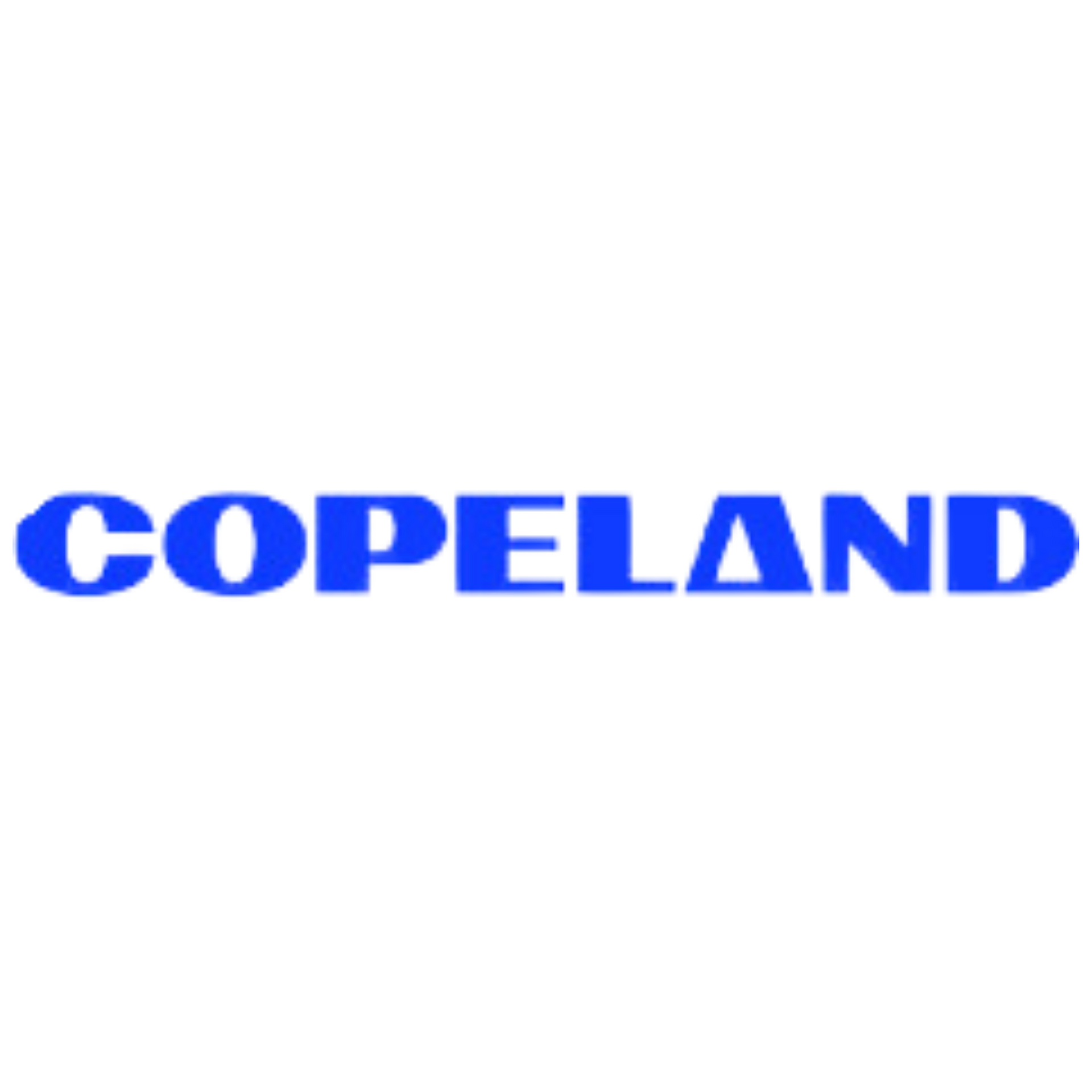 A blue copeland logo on a white background