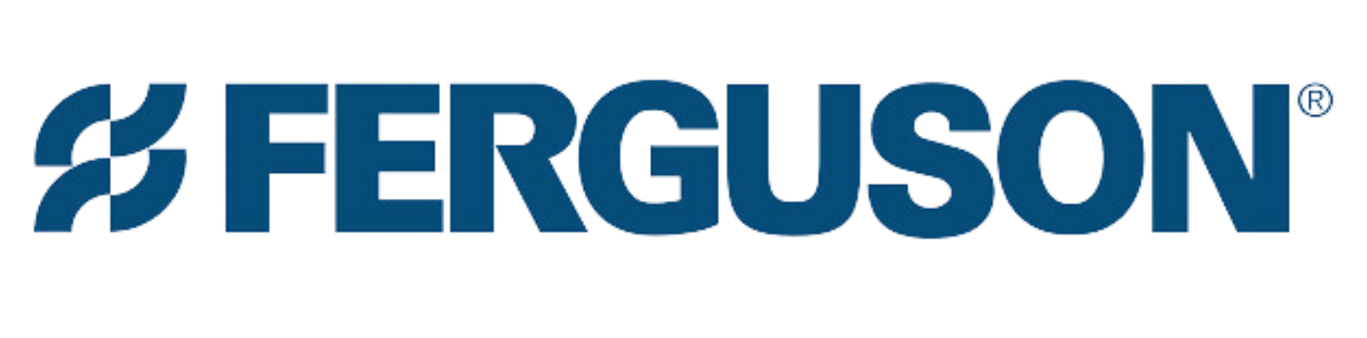 A blue and white logo for ferguson on a white background