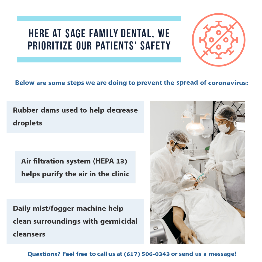 A flyer for sage family dental that says 