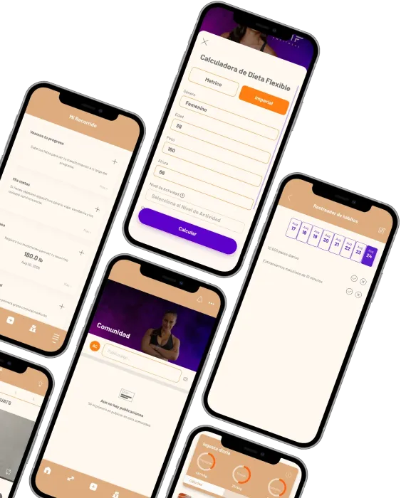 Five smartphone app screens on white background, showing booking, signup, and event-style interface designs
