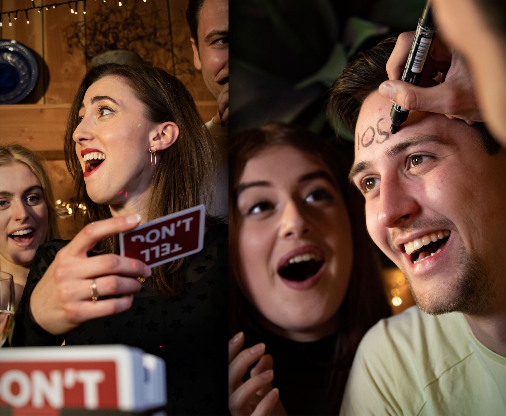 Group of friends playing DON'T TELL, creating unforgettable memories