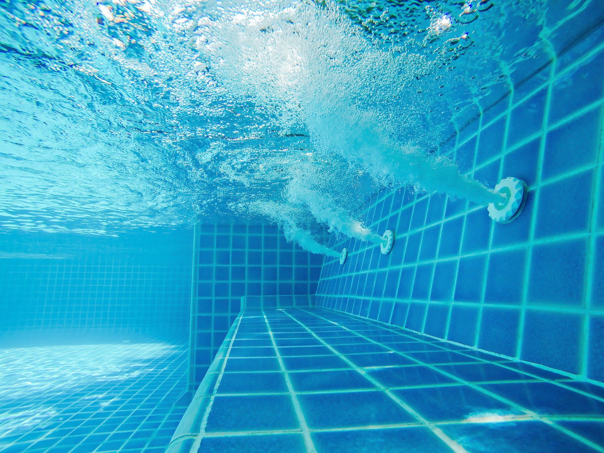 Underwater View of Blue Tiled Pool Steps — Hobart Tiling Solutions In Clarendon Vale, TAS
