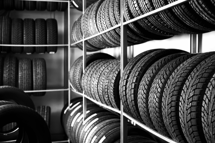 tires on a rack