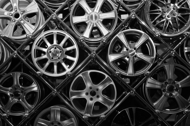 rims on display in a wall