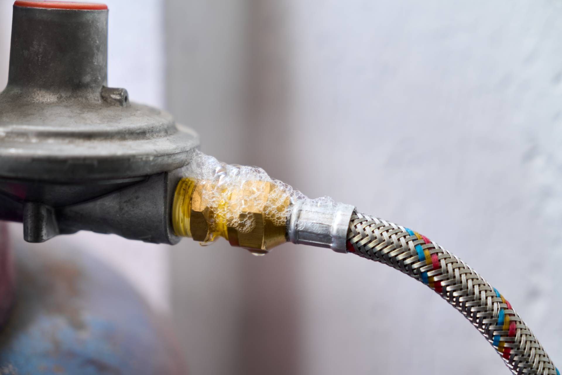 Gas leak in gas cylinder at On Point Plumbing DFW near Dallas-Fort Worth area