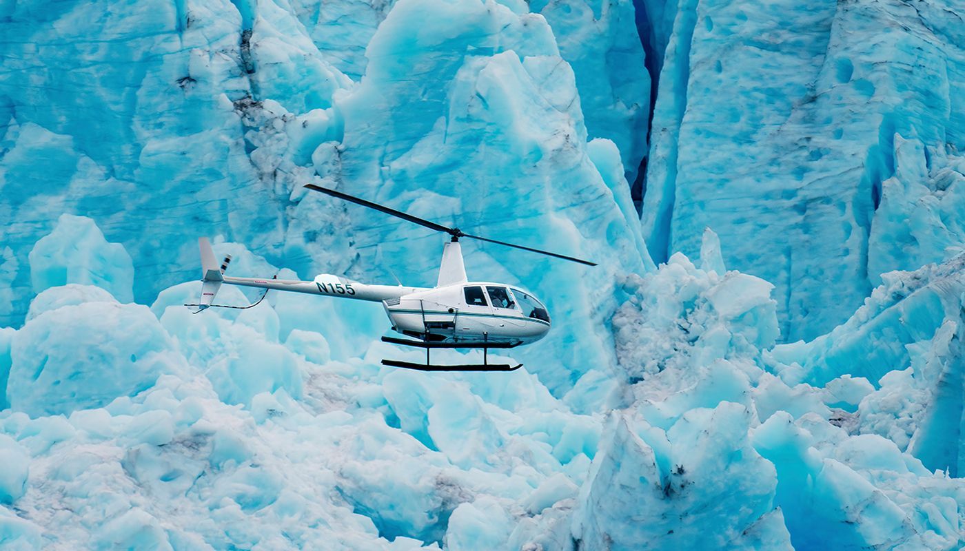 helicopter flying over Seward